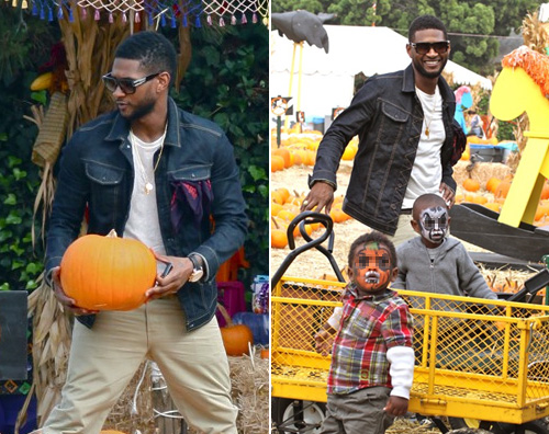 zucche usher Usher si prepara per Halloween con i suoi figli