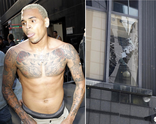 brown finestra Chris Brown perde la testa negli studi ABC