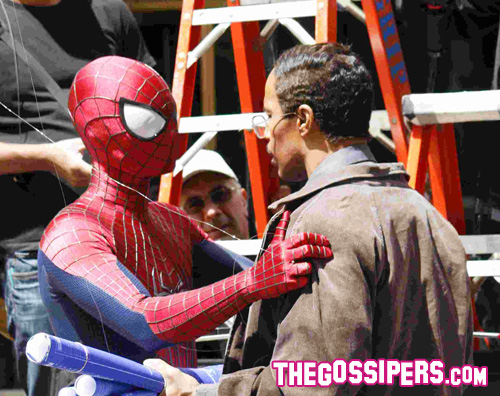 uomoragno Andrew Garfield e Jamie Foxx sul set del nuovo Spiderman