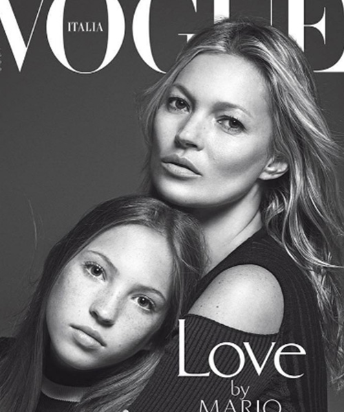 Vogue Kate Moss sulla cover di Vogue Italia con Lila Grace