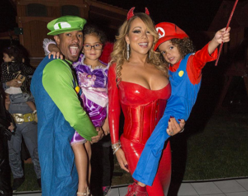 Mariah Carey con Nick Canno e i gemelli al party di Halloween