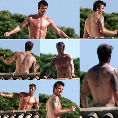 david beckham shirtless David Beckham balla sul tetto