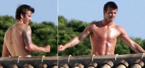 david beckham shirtless02 David Beckham balla sul tetto
