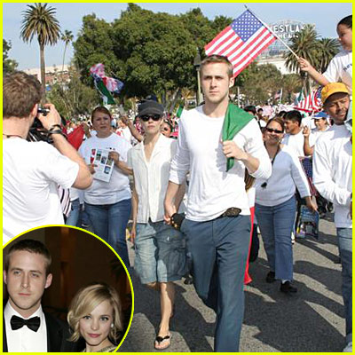 ryan gosling rachel mcadams protest Ryan Gosling e Rachel McAdams in marcia