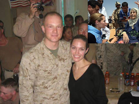 angelinairaqq1 Angelina Jolie visita le truppe in Iraq