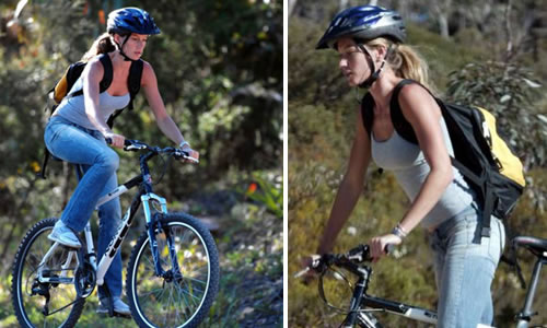 giselebiciclettara Gisele Bundchen in mountain bike