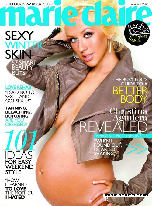 chrismarieclare 2 Il pancione di Christina Aguilera per Marie Claire