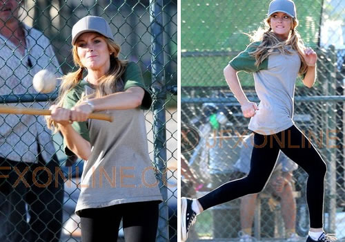 lindsaybas2 Lindsay Lohan gioca a baseball