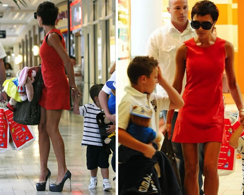poshett Victoria Beckham, shopping con i figli