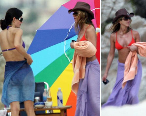 monicarachel Jennifer Aniston e Courtney Cox in spiaggia
