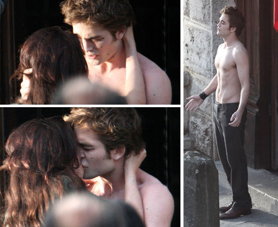 twilight set bacio Robert Pattinson e Kristen Stewart si baciano sul set