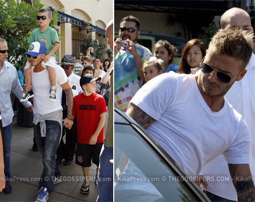 beckhamfigli David Beckham al centro commerciale