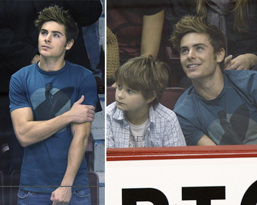 zac partita Zac Efron alla partita di hockey