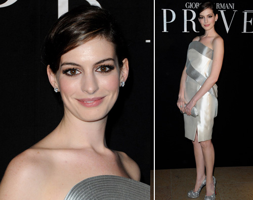 anne armani Anne Hathaway alla sfilata di Armani