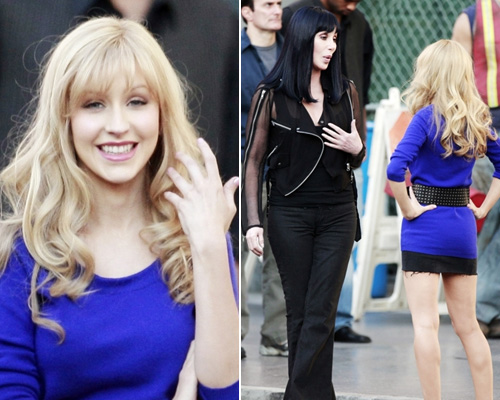 xstinaset Christina e Cher sul set di Burlesque