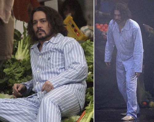 depp tourist Johnny Depp in pigiama sul set