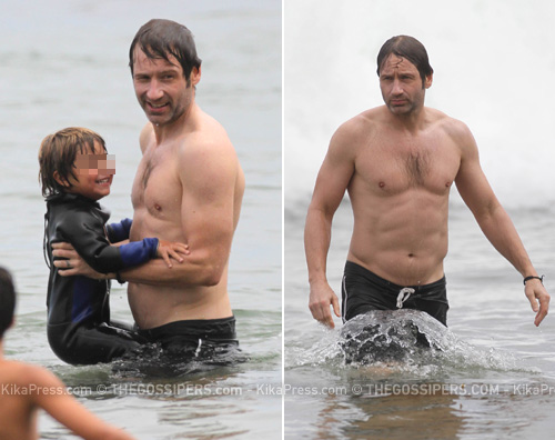 david bimbo David Duchovny si diverte con il figlio