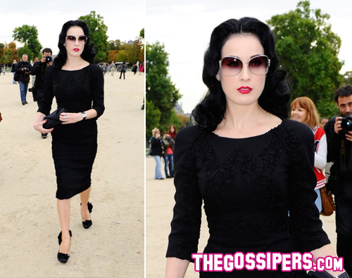 dita sfilata Dita Von Teese a Parigi per la sfilata di Elie Saab