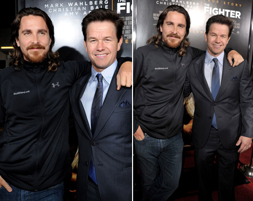 bale walhberg Christian Bale in tuta alla premiere di The Fighter