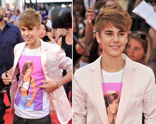 bieber tiffani Justin Bieber omaggia Tiffani Amber Thiessen con una t shirt