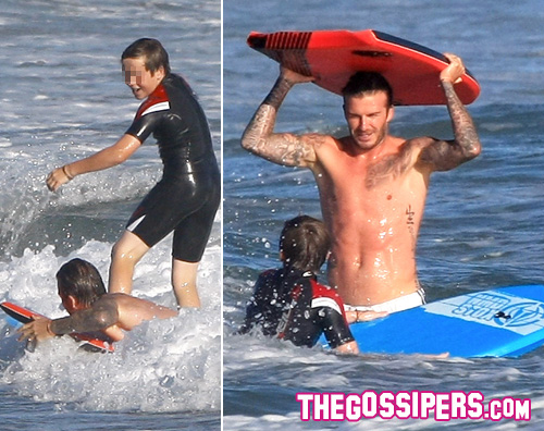 brooklyn surf david Lezioni di surf per Brooklyn e Cruz Beckham