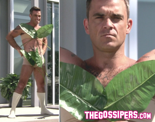 robbie foglie Robbie Williams ricoperto di foglie a X Factor