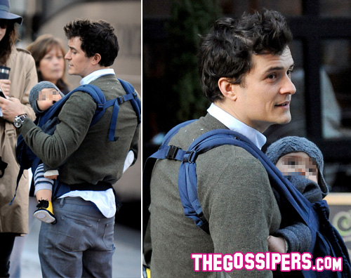 orlando bloom sciupato Orlando Bloom a spasso con Flynn