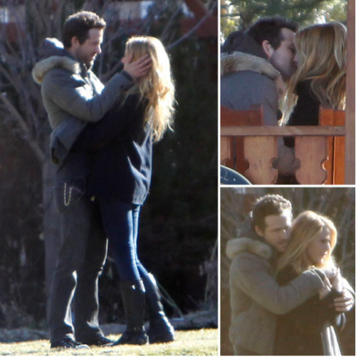 Ryan Reynolds and Blake Lively Kissing Pictures 500x504 Blake Lively porta i suoi cuccioli sul set