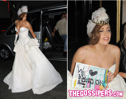 gaga1 Lady GaGa gira per Londra vestita da sposa