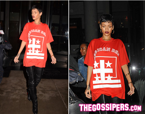 rihanna T shirt comoda e stivali alti per Rihanna