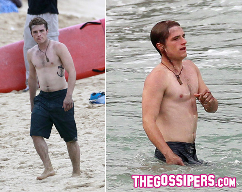 josh set catching Josh Hutcherson in costume per La ragazza di fuoco