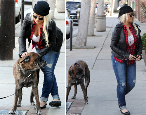 cane aguilera Christina Aguilera lega il cane per andare a pranzo
