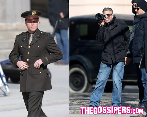 mattdamon Matt e George sul set di The Monuments Men