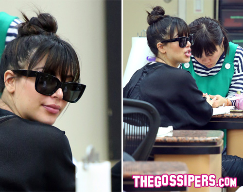 Manicure e pedicure con occhiali da sole per Kim Kardashian