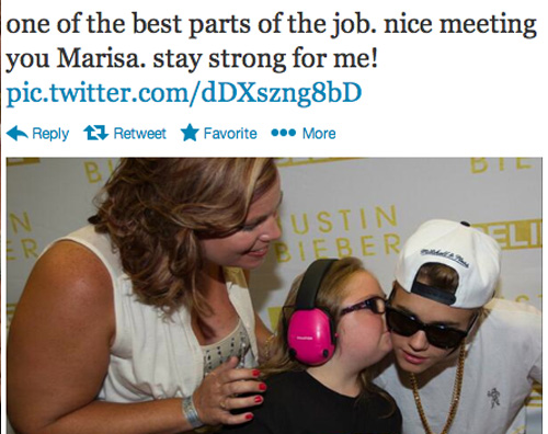 bieber2 Justin Bieber incontra una fan speciale