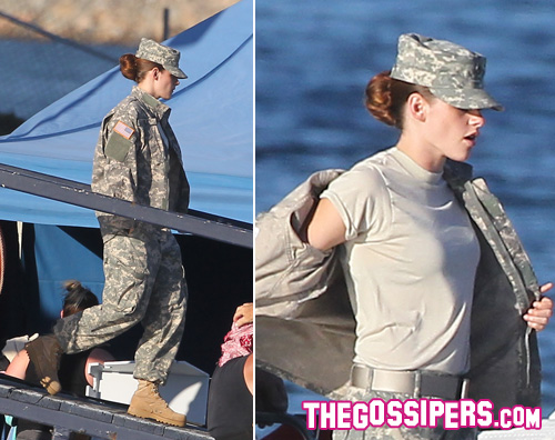 kristen22 Kristen Stewart è una soldatessa sul set