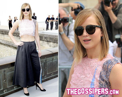 lawrence2 Jennifer Lawrence veste Dior a Parigi