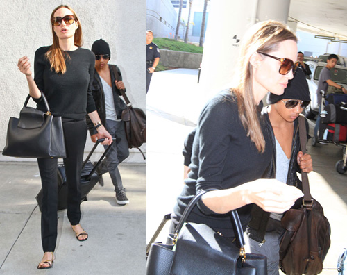 angie2 Angelina Jolie in aeroporto con Maddox
