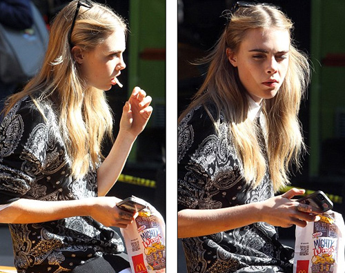 cara Cara Delevingne fa pausa da McDonalds