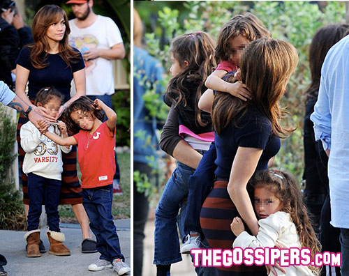 jlo2 Jennifer Lopez sul set con i figli