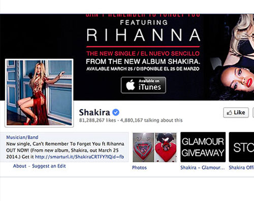 facebook shakira Anche le star festeggiano il compleanno di Facebook