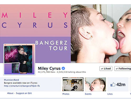 miley1 Anche le star festeggiano il compleanno di Facebook