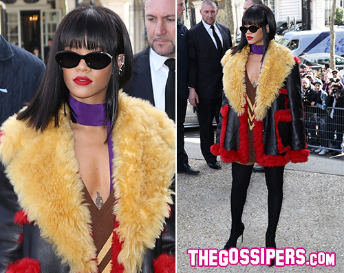 Rihanna Il look eccentrico di Rihanna alla sfilata di Miu Miu