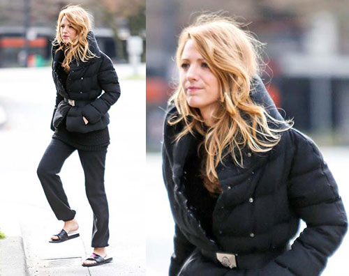 blake Blake Lively in ciabatte sul set