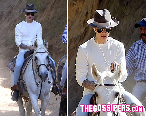 biebercavallo Justin Bieber è un cowboy senza maglietta