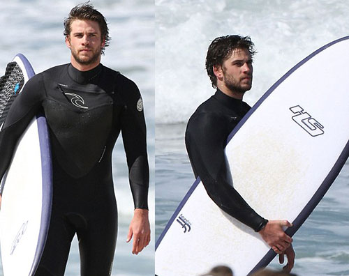 liam2 Liam Hemsworth fa surf a Malibu
