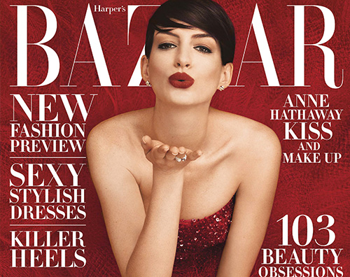 cover anne Anne Hathaway è audace su Harpers Bazaar