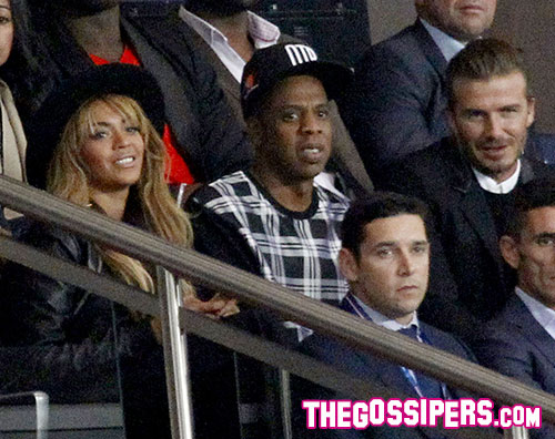 david jay beyo Beyoncè, Jay Z e David Beckham allo stadio di Parigi