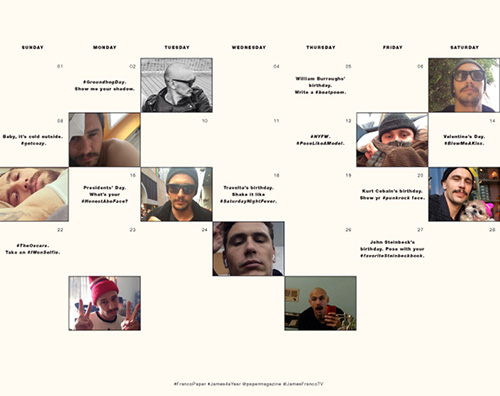James I selfie di James Franco sul calendario 2015