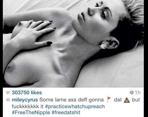 Miley1 Il topless di Miley Cyrus censurato da Instagram